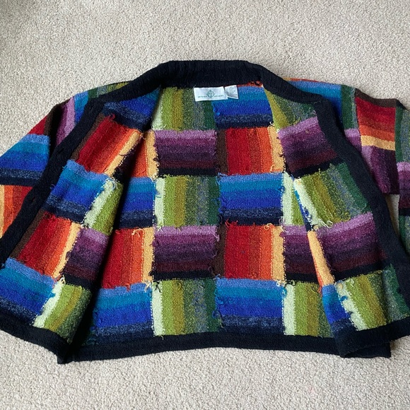 Vintage Thrifted Rainbow Patchwork Button-Up Cardigan - Picture 10 of 15